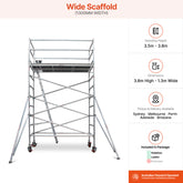 3.5m – 3.8m Wide Aluminium Mobile Scaffold Base Tower with 4 Outriggers